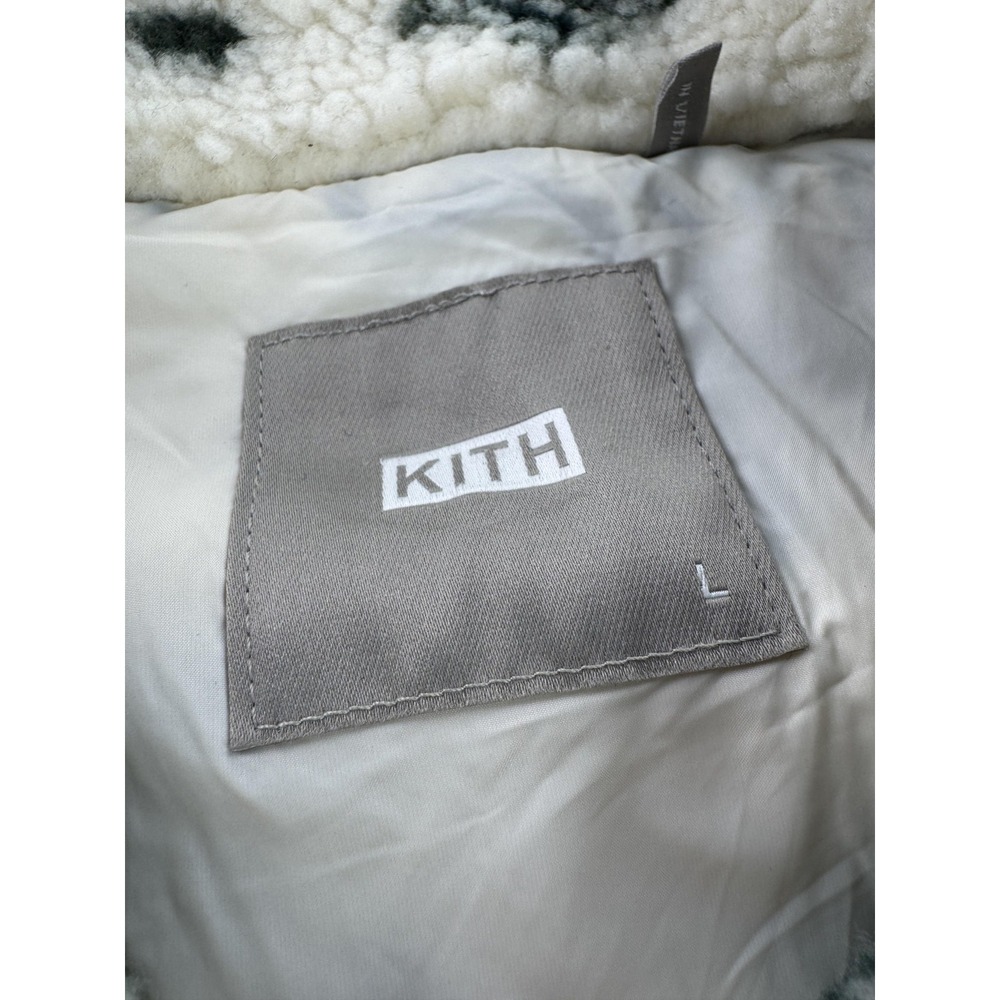 Kith Pinehurst Sherpa Fleece Jacket Men Large White Paisley Snap Bomber Kith Kin - Picture 3 of 12